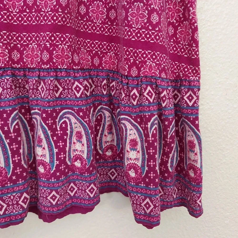 Old Navy Girls Midi Dress Large  10-12 Purple Butterfly Sleeve Floral Casual